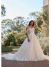 Off Shoulder Beaded Ivory Lace Tulle Royal Wedding Dress